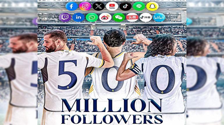 El Real Madrid es el primer club que supera 500 millones de seguidores en redes sociales